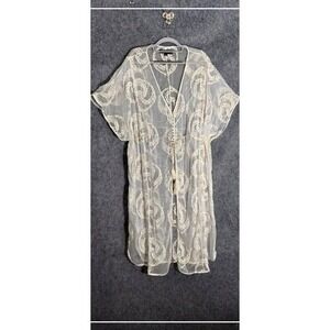 Dance Marvel Duster S Embroidered Sheer Longline Boho Festival romantic feminine